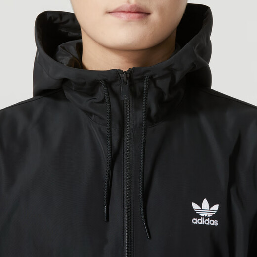 Adidas jacket men's hooded spring outdoor sportswear casual loose big logo clover windproof jacket IR9852 M