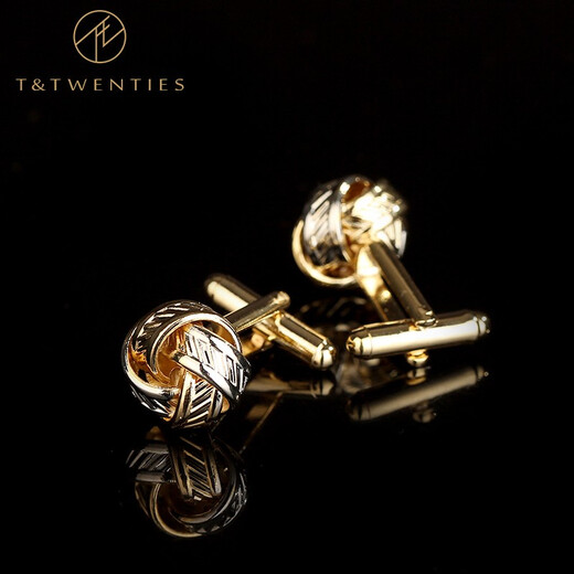 T&Twenties simple metal men's cuff buttons business French shirt cuff buttons men's formal shirt cuff buttons gift box gift box K73 gold/silver spiral