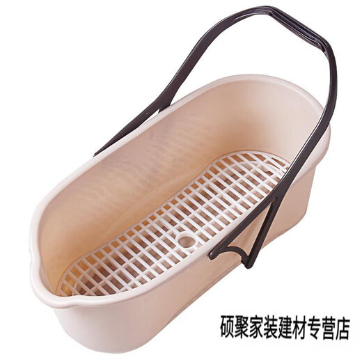 Xiaodeng mop pool thickened plastic mop pool household simple wash mop mop pool with under drainage HFH medium size - single barrel (khaki color)