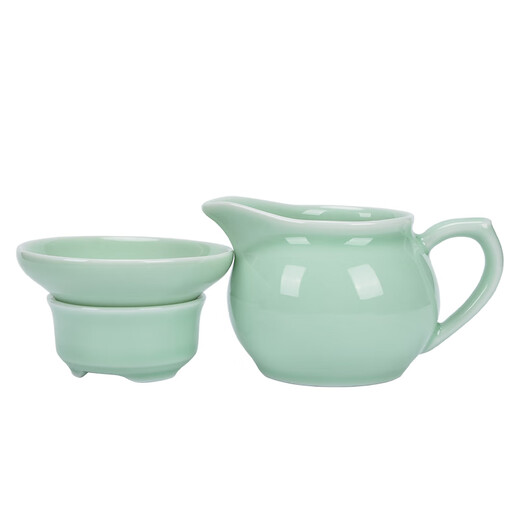 Mo Lin household celadon ceramic tea set fair cup tea drain set one-piece tea divider male cup divided tea cup fair pot filter celadon male cup tea drain three-piece set