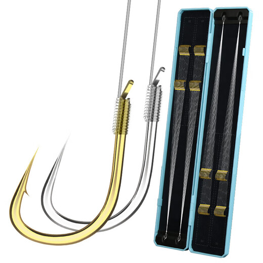 Haidi 40 pairs of imported gold sleeves line with double hooks and thorns, finished fish hooks tied set, official hanging line set, special for carp and crucian carp, gold sleeves with thorns, hook 3/4 + line 0.8/1.0, 20 each