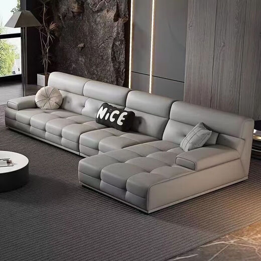 Leather sofa sofa living room new simple Lawrence modern light luxury Italian style small apartment ecological leather straight sponge-straight 2.6 meters fully wrapped ecological leather