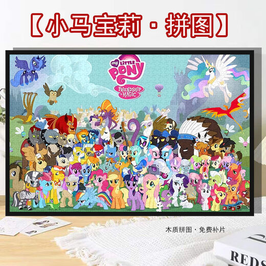 桃李世家小马宝莉全家福卡通拼图1000片500片带框儿童益智玩具手工diy礼物 全家福(小马宝莉)H2691 1000片(75x50)送海报-无相框