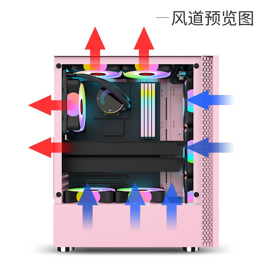 玩嘉 铠甲皮卡丘蓝色二次元电脑机箱ATX大侧透玻璃电竞游戏网红主播（支持定制/120水冷排8风扇位） 铠甲白