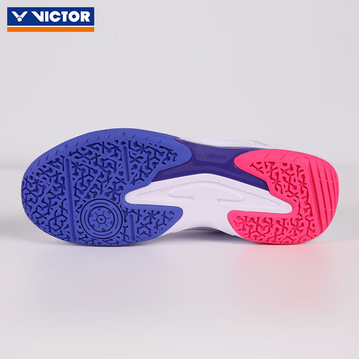 VICTOR's new professional badminton shoes, training and competition sports shoes, comfortable, breathable, non-slip cushioning P8500 second generation wide last P8500TD-AJ pearlescent white light red purple 43