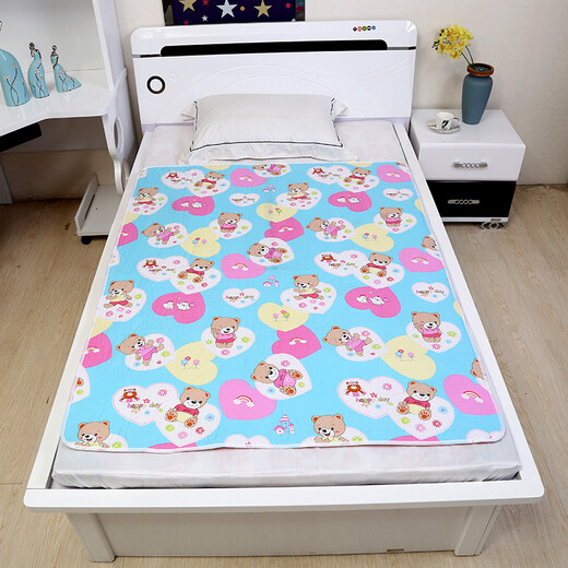 CALIDAD DE CHU GE, agua del tabique de orina para bebés se puede lavar, niños súper grandes, colchón de algodón puro de algodón puro adulto, colchón de tía de fuga de verano, oso azul 50*70cm dos piezas