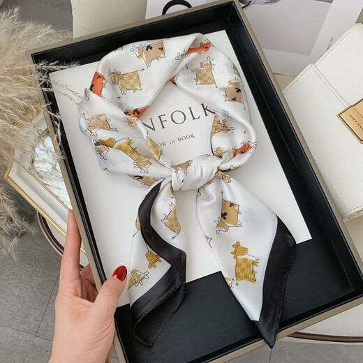 Xianglaner 70 kleiner quadratischer Schal für Damen, neuer Sommer, leichter Luxusschal, modischer High-End-Schal für Mütter, Jasmine Butterfly-Green 70