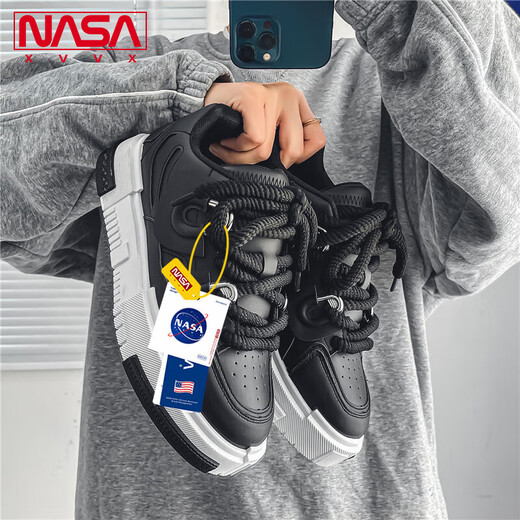 NASA XVVX官方联名鞋子男生新款厚底增高百搭小众板鞋男潮流休闲运动小白鞋 白色 42