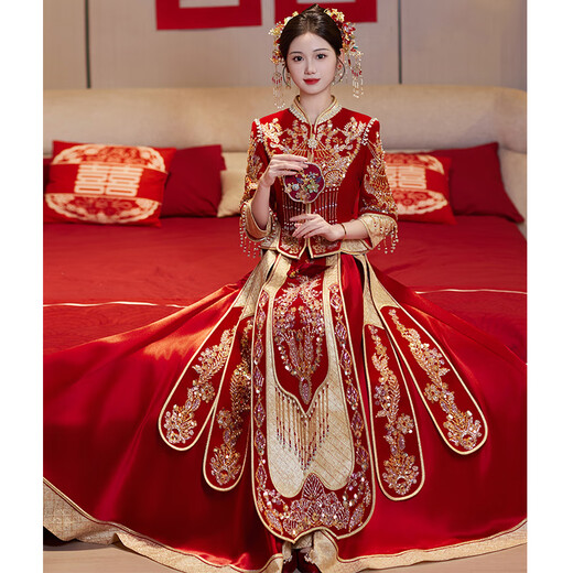秀禾世家【东方简奢风】秀禾服婚服2025年新款新中式婚纱重工敬酒服礼服女 「新中式」N-596重工款 M