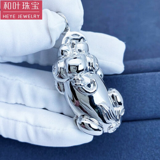 Heye Jewelry Bright Blind Pixiu Pendant Platinum pt950 High-end Men's Platinum Tag Men's Model Lucky Money 29.49g Width 24mm Buckle Height 55mm With Leather Cord