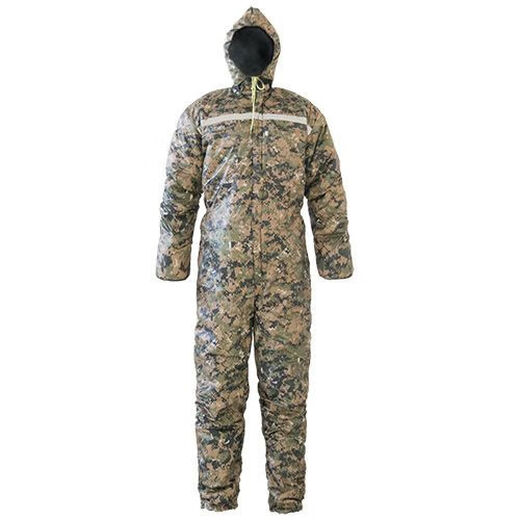 One-piece fishing suit winter thickened cold-proof and warm ice fishing suit cotton winter fishing suit sea fishing and rock fishing cold storage work clothes for men Waterproof camouflage one-piece cotton suit comes with 3 pairs of thick socks 4XL