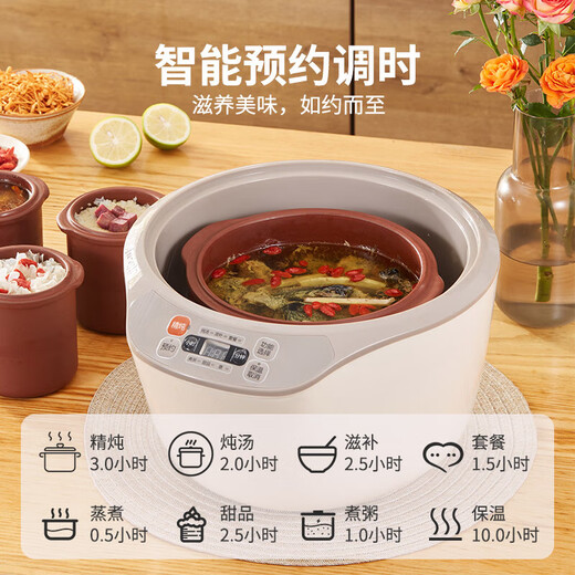 Yili electric stew pot, electric stew pot, stew pot, 4-person household water-proof stew pot, electric casserole, purple casserole, porridge pot, stew rice, health artifact, scheduled time, one pot, 4 gallbladders, 3.2L DZ32-1 3.2L *2-4 people