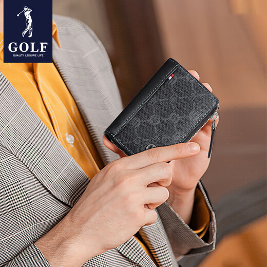 高尔夫（GOLF）卡包男士大容量多卡位卡包便携银行卡驾驶证包安全防盗父亲节礼物 黑色