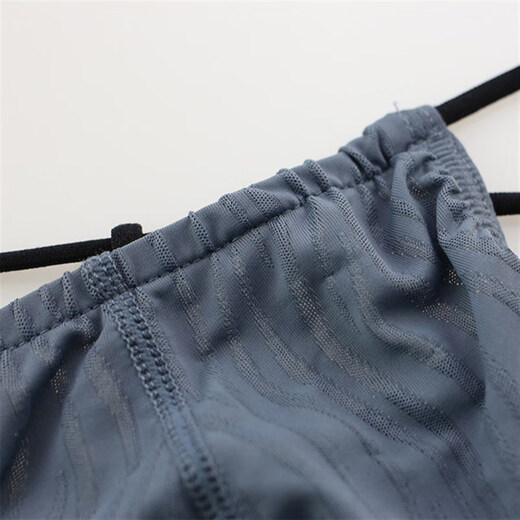 
Jingluoya men's ice silk underwear one thread thong sexy mesh corrugated hip-skinned thin-band pants Black M