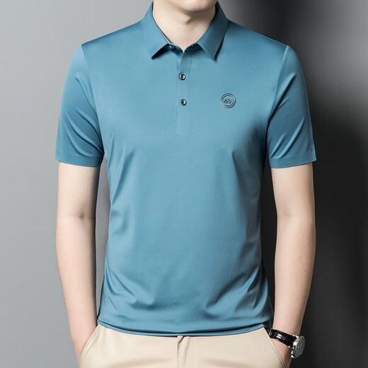 AJGNEAMAIN意大利轻奢高档男装夏季短袖POLO衫无痕商务休闲半袖纯色男士上衣 9859浅绿【无痕免烫抗皱】 3XL 190/56【建议170-190斤】