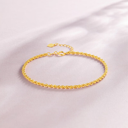 Saturday blessing 18K gold bracelet women's hemp rope chain color gold bracelet birthday gift KH075987 yellow 18K gold 16+2cm