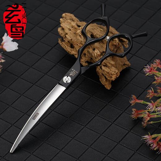 Xuanniao professional pet scissors curved shears trimming beauty scissors Pomeranian Teddy Bichon dog hair clipper trimming tool 6.5 inches purple 6.5 inches (curved scissors)