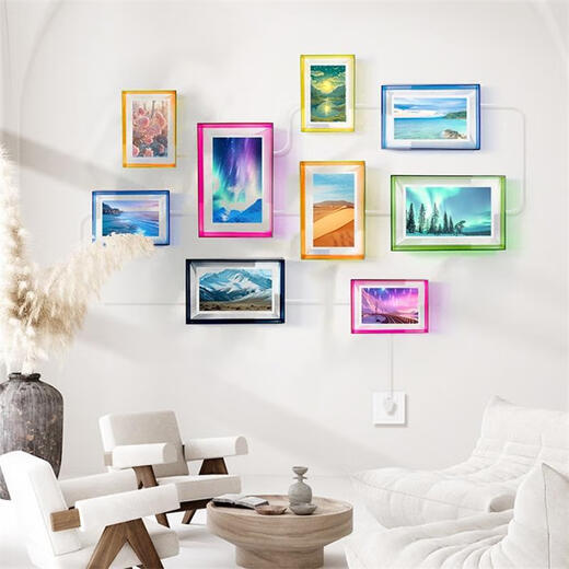 PIN TURAPintura Marco de Fotos acrílico Pantalla Xiaoxian Marco de Fotos Digital a Juego Álbum de Fotos electrónico Marco de Fotos Externo Amarillo limón Adaptador de 10,1 Pulgadas