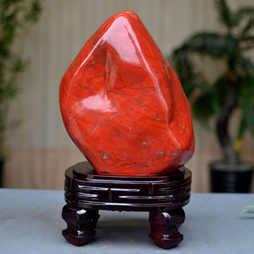 CLCEY轻奢高端天然奇石红碧玉玄关电视柜观赏靠山石鸡血摆件开业乔迁礼 鸿运当头-727号南非红碧玉石