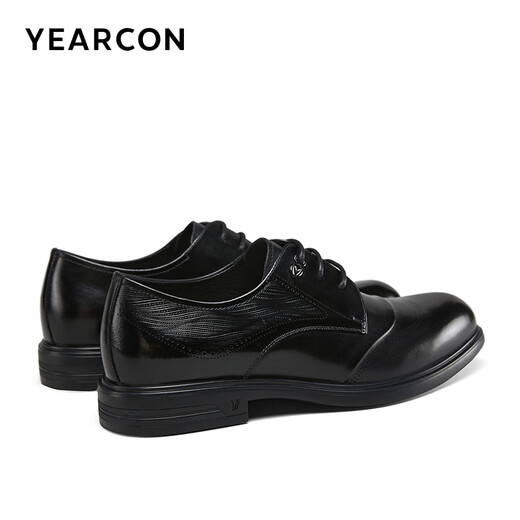 Yierkan Men's Shoes Leather Shoes Men's 2024 Autumn New Cowhide Men's Business Formal Shoes Low-top Commuting British Derby Shoes Black 41