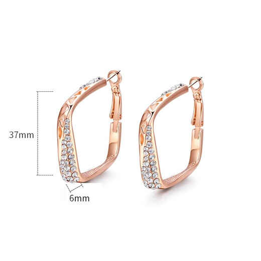 Idel Korean personalized large earrings hoop long style female European and American exaggerated temperament pendant ear jewelry simple earrings Valentine's Day birthday gift for wife and girlfriend prismatic personalized earrings E1057