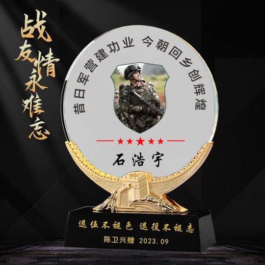 利华瑞 退伍纪念品定制创意军人模型礼品送战友兄弟退役礼物军旅用品留念兵哥哥周年聚会活动比武奖杯 款式三
