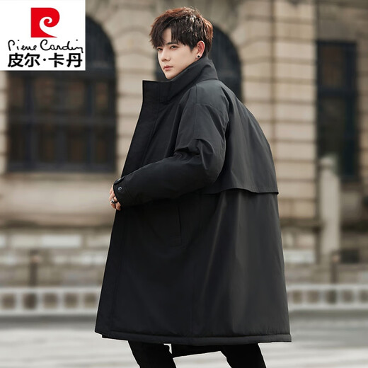 Pierre Cardin Windbreaker Down Jacke für Männer 24 neuer Winter verdickter warmes Geschäft Casual Parka Mantel mit mittlerer Jacke schwarz 2xl