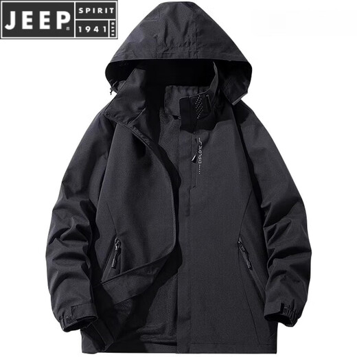 JEEP SPIRIT冲锋衣男女同款春秋防水男士外套三合一可拆卸登山服户外夹克男 6628款黑色-春秋款  XL 110-130斤