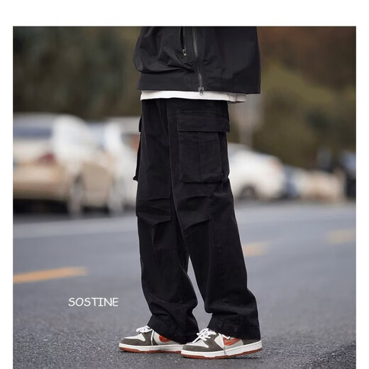 POUM men's autumn and winter long pants men's trendy brand 2025 new overalls men's vibe style straight casual pants men SM-DS19 dark gray 2XL 135-150Jin Jin is equal to 0.5kg The size is too small. It is recommended to take a larger size