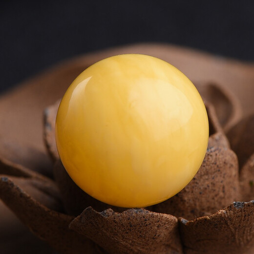 Dingfei Original Mineral Unoptimized Chicken Fat Yellow New Beeswax Loose Beads Round Beads Duobao Buddha Bead Bracelet Single Bead Star and Moon Matching 6mm Premium Full Honey Chicken Fat Yellow