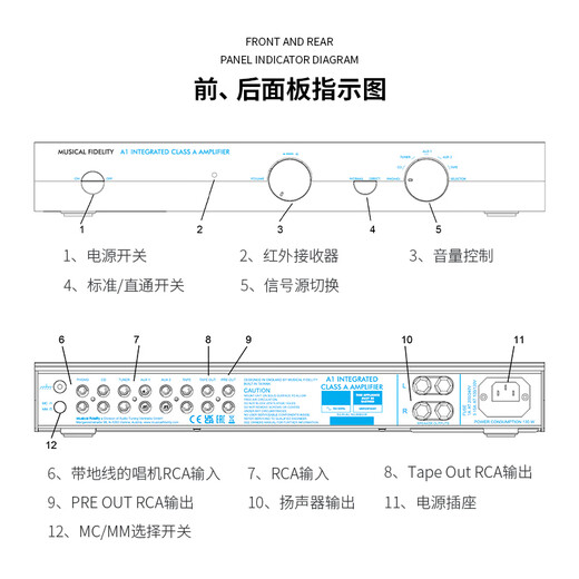 音乐传真Musical Fidelity A1合并式HiFi功放发烧级纯甲类功放HiFi功放机高保真2.0声道 A1