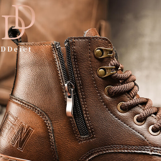 Botas Ddeiet Martin New Light Luxury High Top Outumn and Winter New British Middle Top Motorcycle Work Work Shoes Landy Shoes Men's Shoes Dark Brown 41 Sports Sports Tamaño
