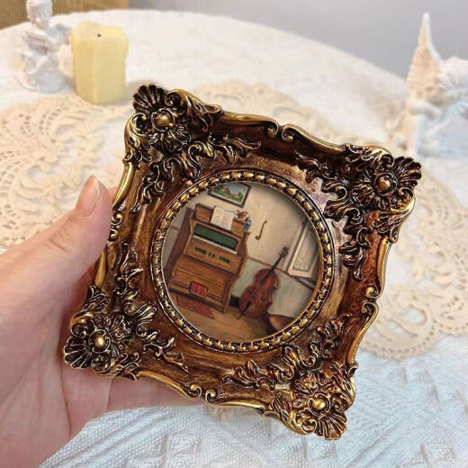 Large group and small circle retro French carved square picture frame can be hung and placed classical literary relief picture frame square [Cello]
