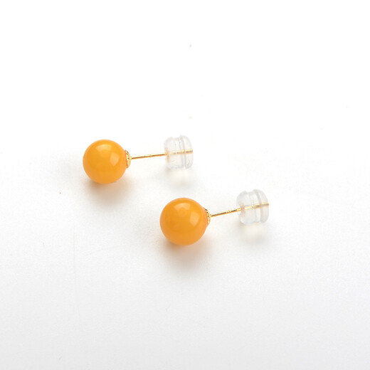 Her Generation Amber Beeswax 18K Gold Stud Earrings Fashionable Simple Jewelry for Your Girlfriend 6MM Style (863896)