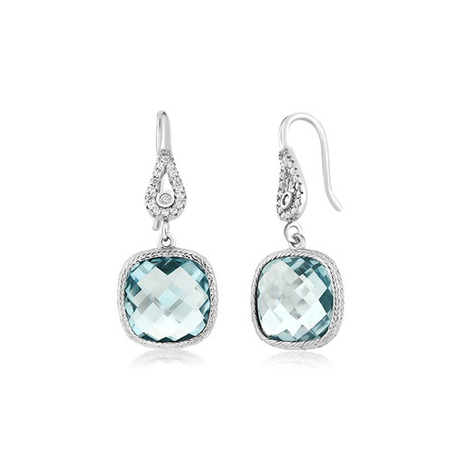 GEM STONE KING 925 silver earrings set with imitation aquamarine earrings 11 carat colored gemstone earrings jewelry as a Chinese Valentine's Day gift for your girlfriend