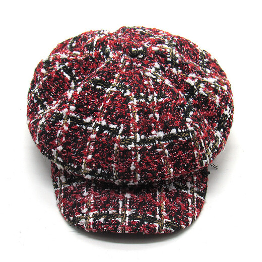Sombrero de limón para mujeres, sombrero octogonal a cuadros Sombrero de calabaza de seda brillante, sombrero de pintor de algodón de algodón de estilo británico estilo negro octogonal negro L (58-60 cm)