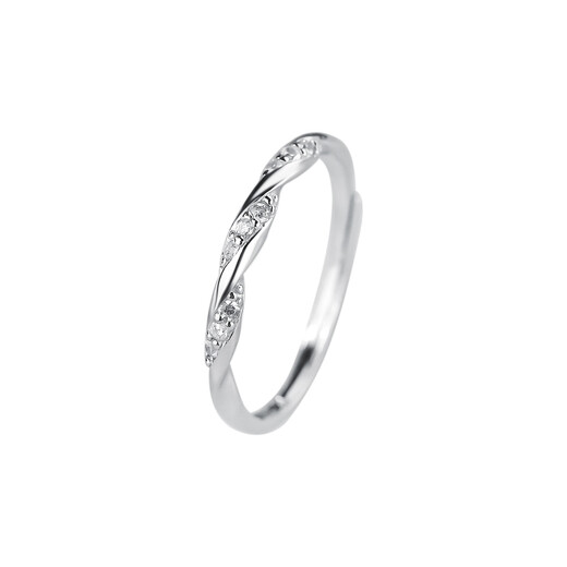 Canxian s925 sterling silver twined love sparkling diamond ring for women, light luxury, high-end, non-fading ring, plain ring, open ring, S999 full body pure silver (micropaved zircon), opening adjustable