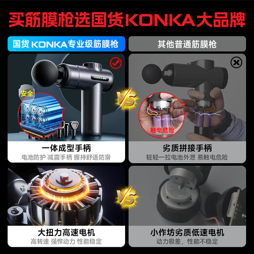 KONKA Fascia Gun Massager Neck Mask Gun Whole Body Neck and Shoulder Muscle Relaxation Massage Stick Practical Birthday Gift for Mom and Dad Chinese Valentine's Day Gift for Boyfriend and Girlfriend Standard Model 6 Adjustments + 6 Massage Heads