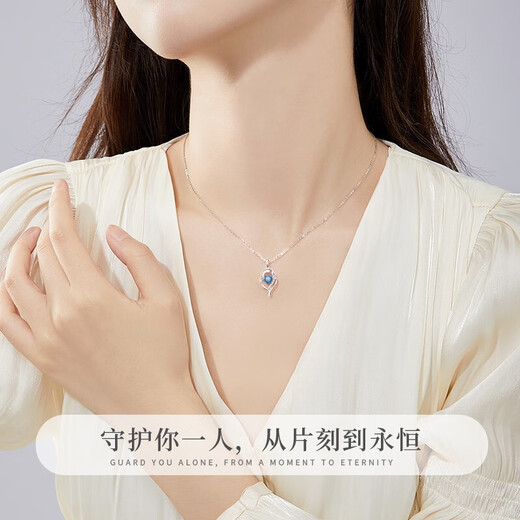 Duofei Platinum Necklace for Women Moissanite Light Luxury Jewelry Christmas Birthday Gift Anniversary for Girlfriend and Wife Platinum Topaz Necklace Can Be Engraved