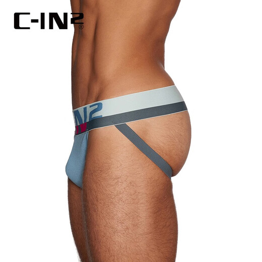 C-IN2 new thong men's cotton spandex U convex large bag sexy hip exposed double thong men 8025FC pink 682- 1 S suitable for 2 feet 1-2 feet 3 waist circumference (28-30 sizes)