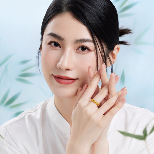 Liufu-Schmuck Fuman Erbstücks Fuß Gold Tang Grasmuster farbig goldener Ring Price F48TBGR0006 Nr. 12-5,41 Gramm (einschließlich Arbeitskosten 671 Yuan)