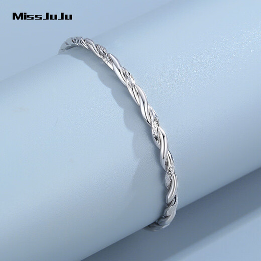 Miss JuJu platinum bracelet for women pt950 platinum Möbius strip push-pull bracelet, weight 24.75 grams, push-pull adjustable