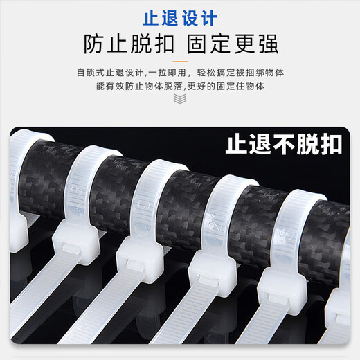 尼龙扎带 易拉捆绑带塑料扎带束线带自锁电脑主机装机 园艺 白色扎带固定器收紧器 黑色-2.5*100mm（约50根-限时抢）