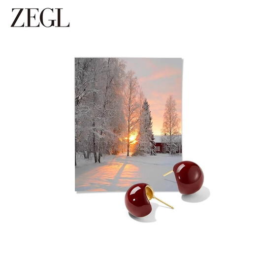 ZEGL Earrings Red Women's Earrings Earrings 925 Silver Needle Temperament High-end Light Luxury Gift for Best Friend's Birthday