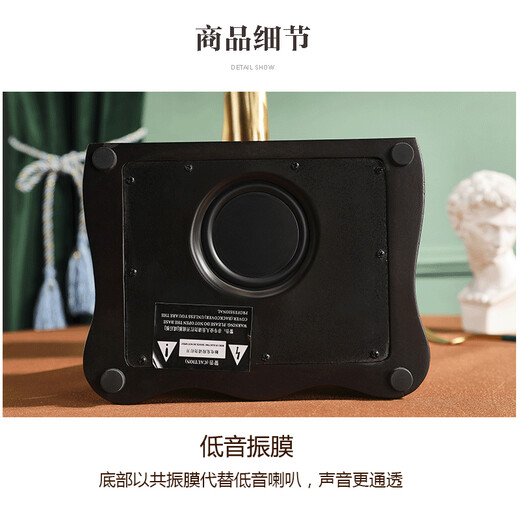 欧蒂诺 迷你留声机造型蓝牙音箱音响双喇叭重低音炮插卡便携式小型播放器不可放唱片插电款 101胡桃色