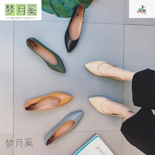 Si Ruilinxi Children's Shoes 688 Top-layer Flat Sole Single Shoes Pointed toe versatile soft sole Grandma's Shoes Korean Style Light Mouth Lemon Yellow, Shipping within 48 hours 37