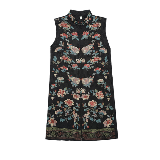 Gossip of the Prodigal Son [Light Luxury] Nuevo otoño e invierno Estilo nuevo Estilo chino Industria pesada Bordado Medio Horse Clip Chaqueta Estilo casual 6182 Black Vest XL