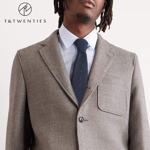 T&Twenties真丝男士商务西服领带正装免打拉链式职业面试深蓝色免系一拉得 【领带+口袋巾+领带夹】套组687