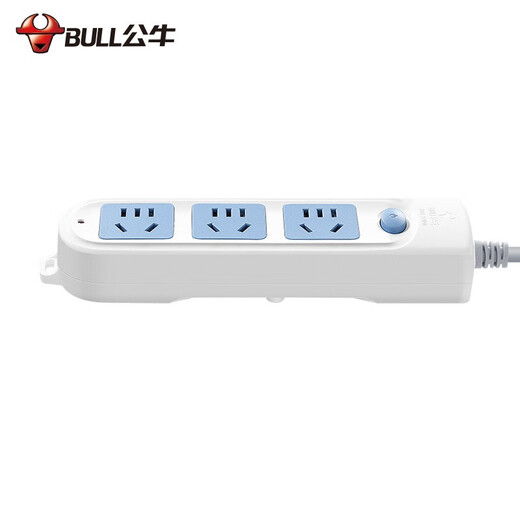 Bull socket switch new national standard plug strip with wire electric plug board desktop multi-purpose dormitory row plug wiring board multi-hole expansion plug board drag line board long line plug board 1 meter 606A/3 jack with switch