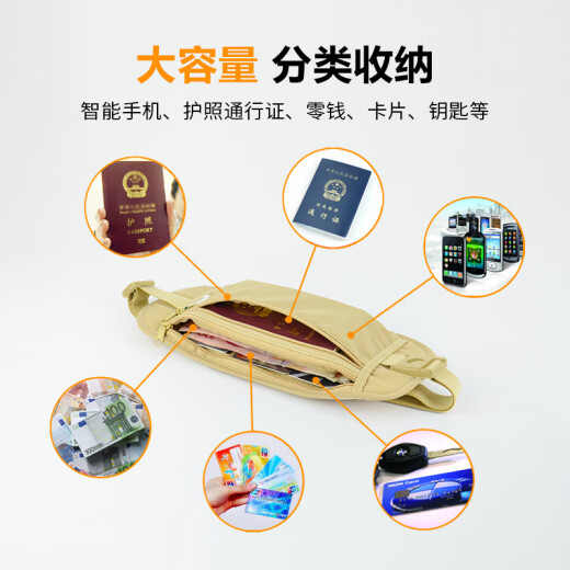 Bolsa de cintura íntima de Wellhouse, bolsa de certificado antirrobo para hombres y mujeres viajando al extranjero, facturas portátiles y almacenamiento de teléfonos móviles, color de albaricoque L estilo